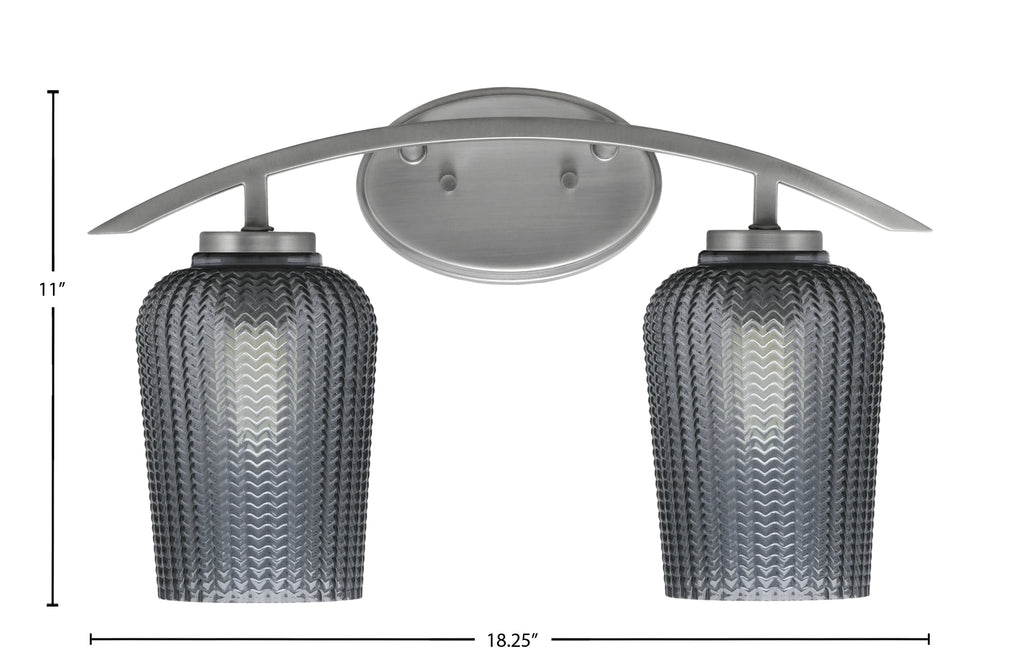 Kurve Two Light Bath Bar in Graphite with 5" Smoke Textured Shade
