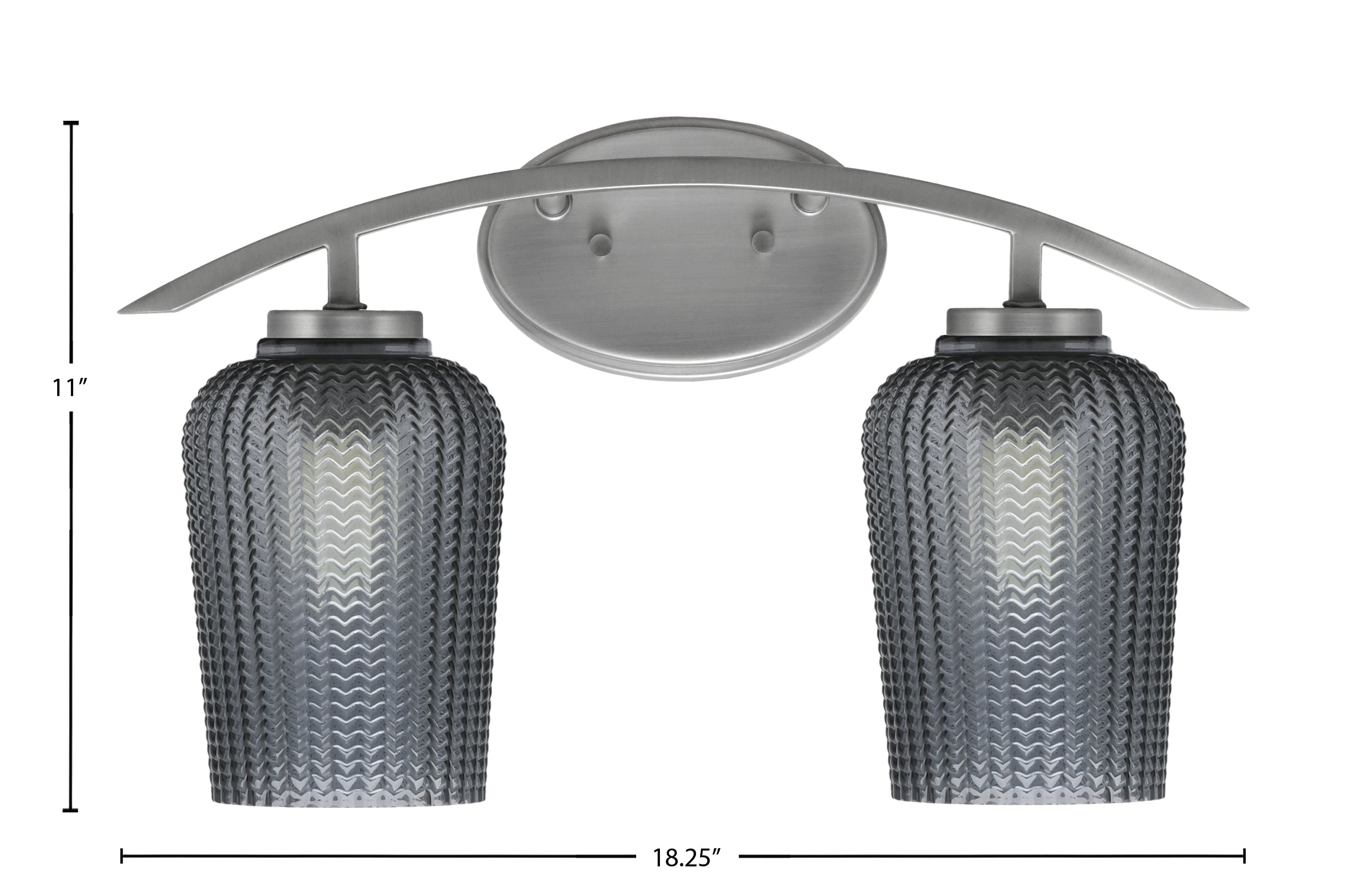 Kurve Two Light Bath Bar in Graphite with 5" Smoke Textured Shade