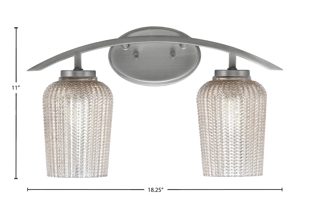 Kurve Two Light Bath Bar in Graphite with 5" Silver Textured Shade