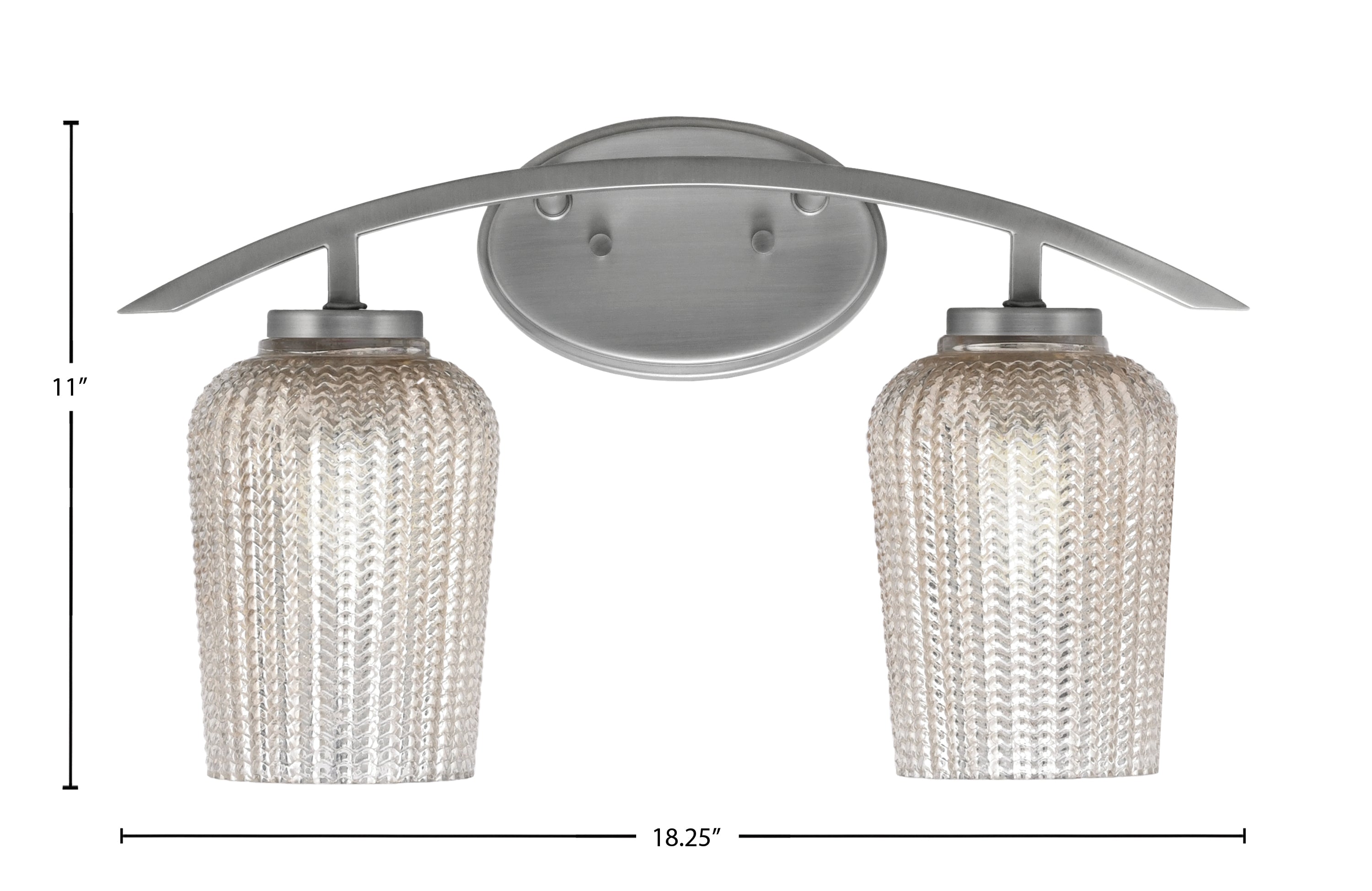 Kurve Two Light Bath Bar in Graphite with 5" Silver Textured Shade