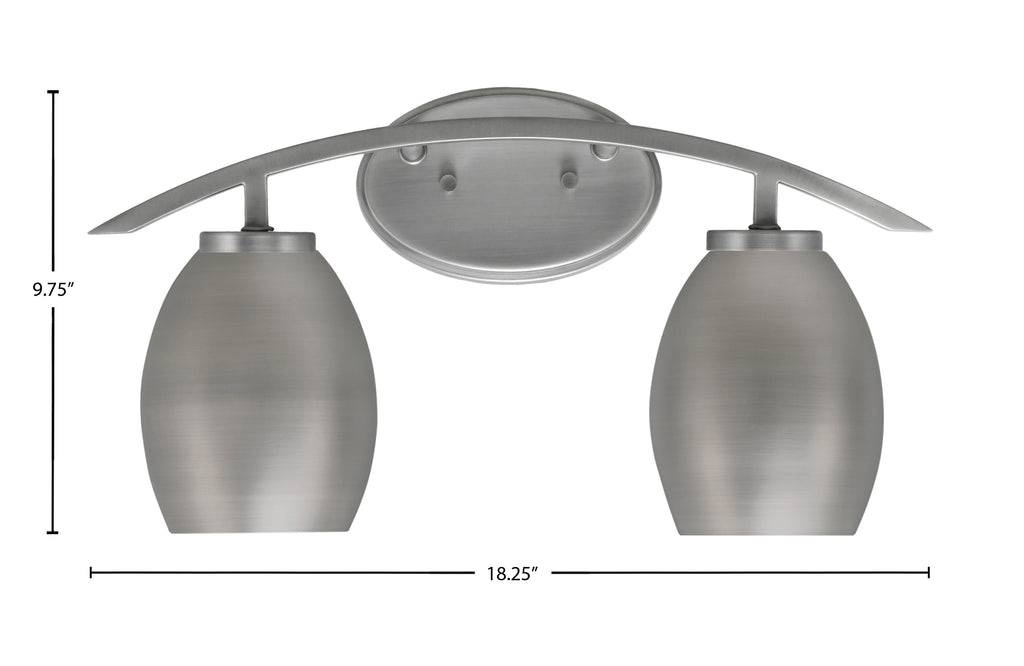 Kurve Two Light Bath Bar in Graphite with 5" Graphite Oval Metal Shade Shade