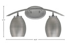 Kurve Two Light Bath Bar in Graphite with 5" Graphite Oval Metal Shade Shade