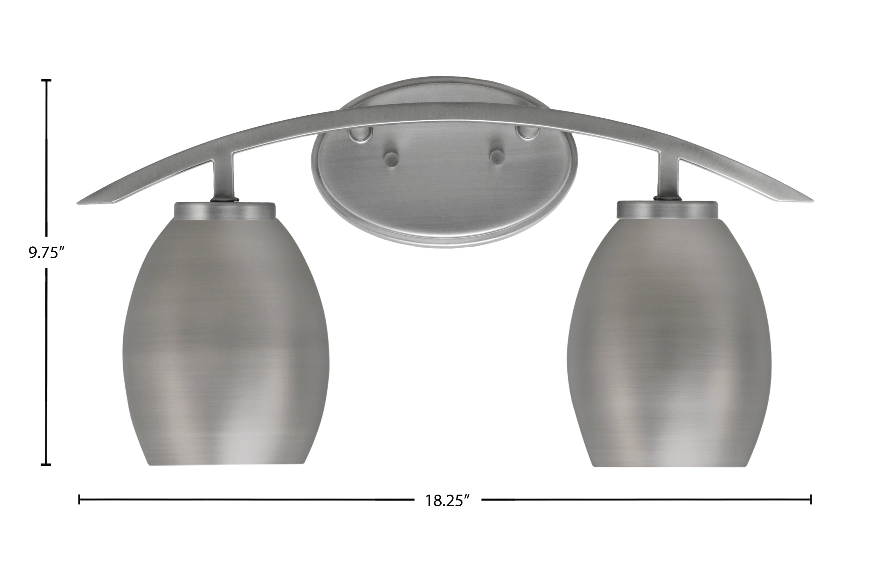 Kurve Two Light Bath Bar in Graphite with 5" Graphite Oval Metal Shade Shade