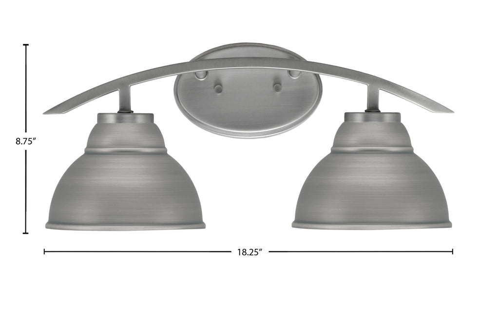 Kurve Two Light Bath Bar in Graphite with 7" Graphite Double Bubble Metal Shade Shade
