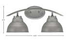 Kurve Two Light Bath Bar in Graphite with 7" Graphite Double Bubble Metal Shade Shade