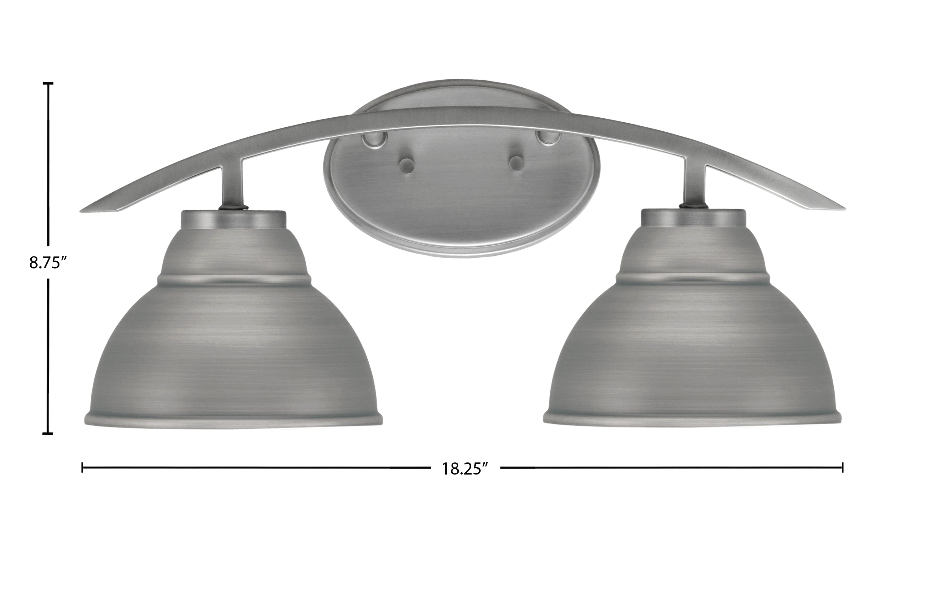 Kurve Two Light Bath Bar in Graphite with 7" Graphite Double Bubble Metal Shade Shade