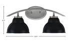 Kurve Two Light Bath Bar in Graphite with 7" Matte Black Double Bubble Metal Shade Shade