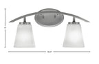 Kurve Two Light Bath Bar in Graphite with 4.5" Square White Muslin Shade