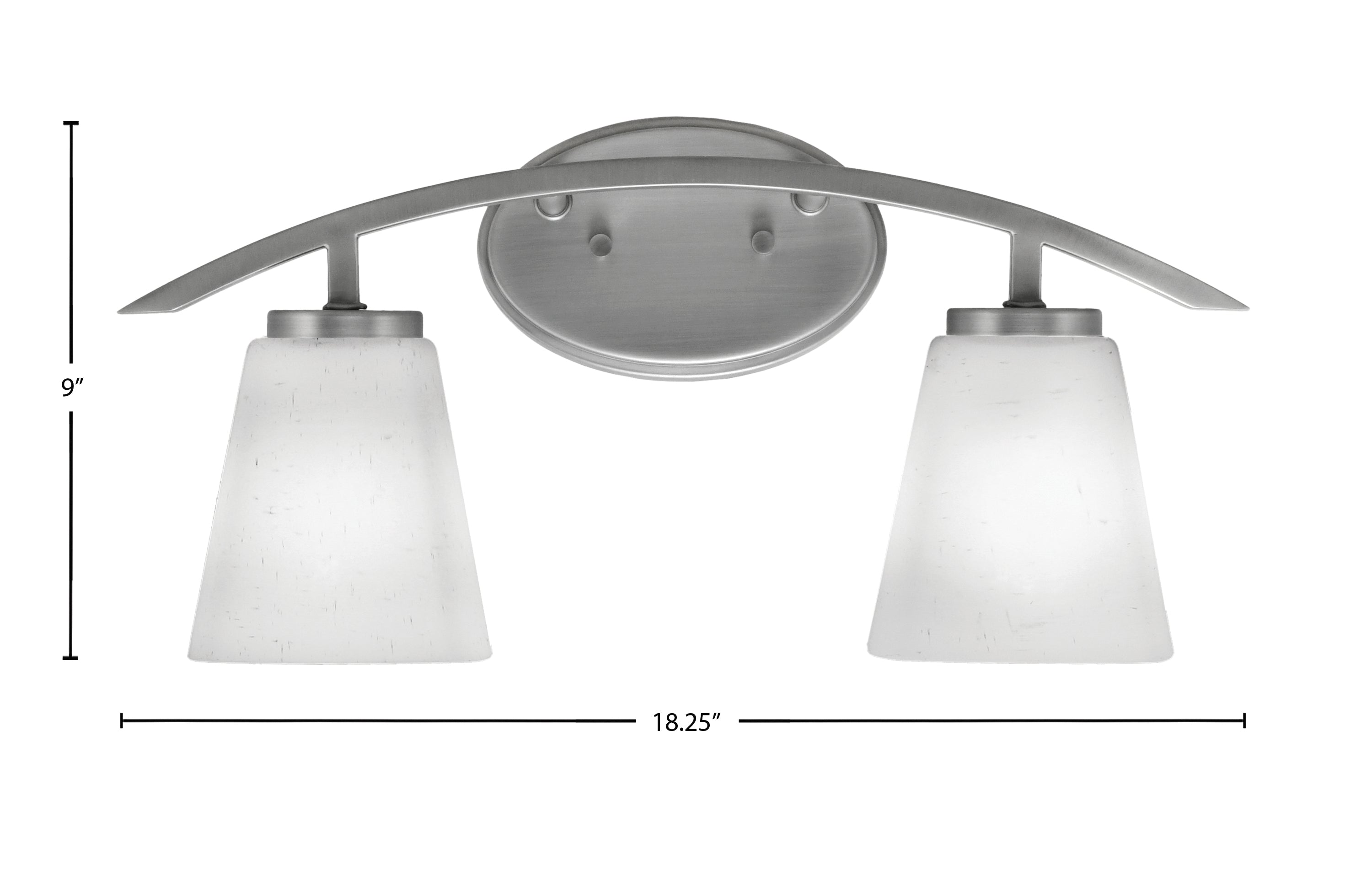 Kurve Two Light Bath Bar in Graphite with 4.5" Square White Muslin Shade