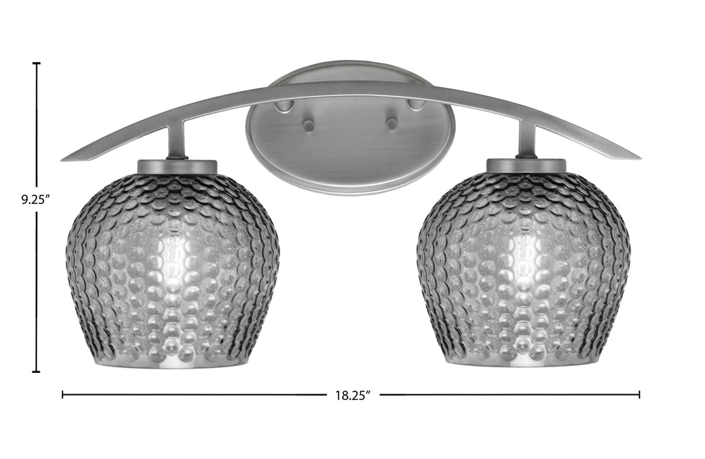 Kurve Two Light Bath Bar in Graphite with 6" Smoke Textured Shade