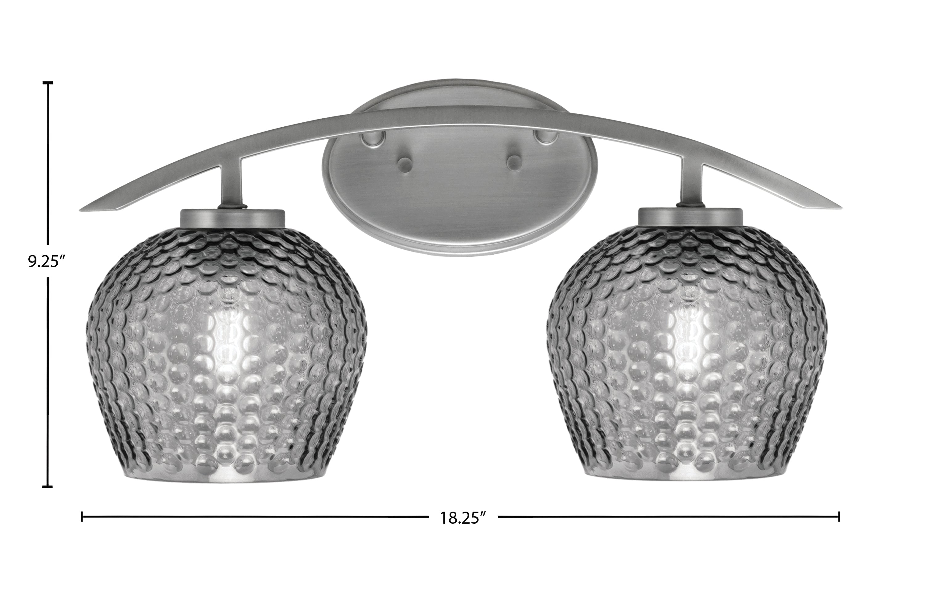 Kurve Two Light Bath Bar in Graphite with 6" Smoke Textured Shade