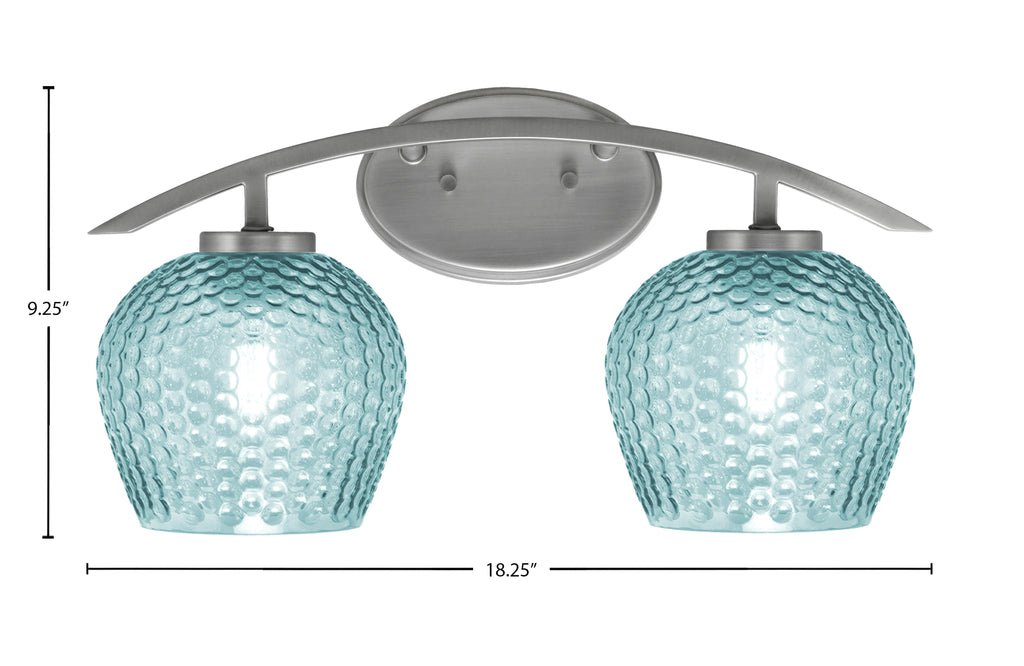 Kurve Two Light Bath Bar in Graphite with 6" Turquoise Textured Shade