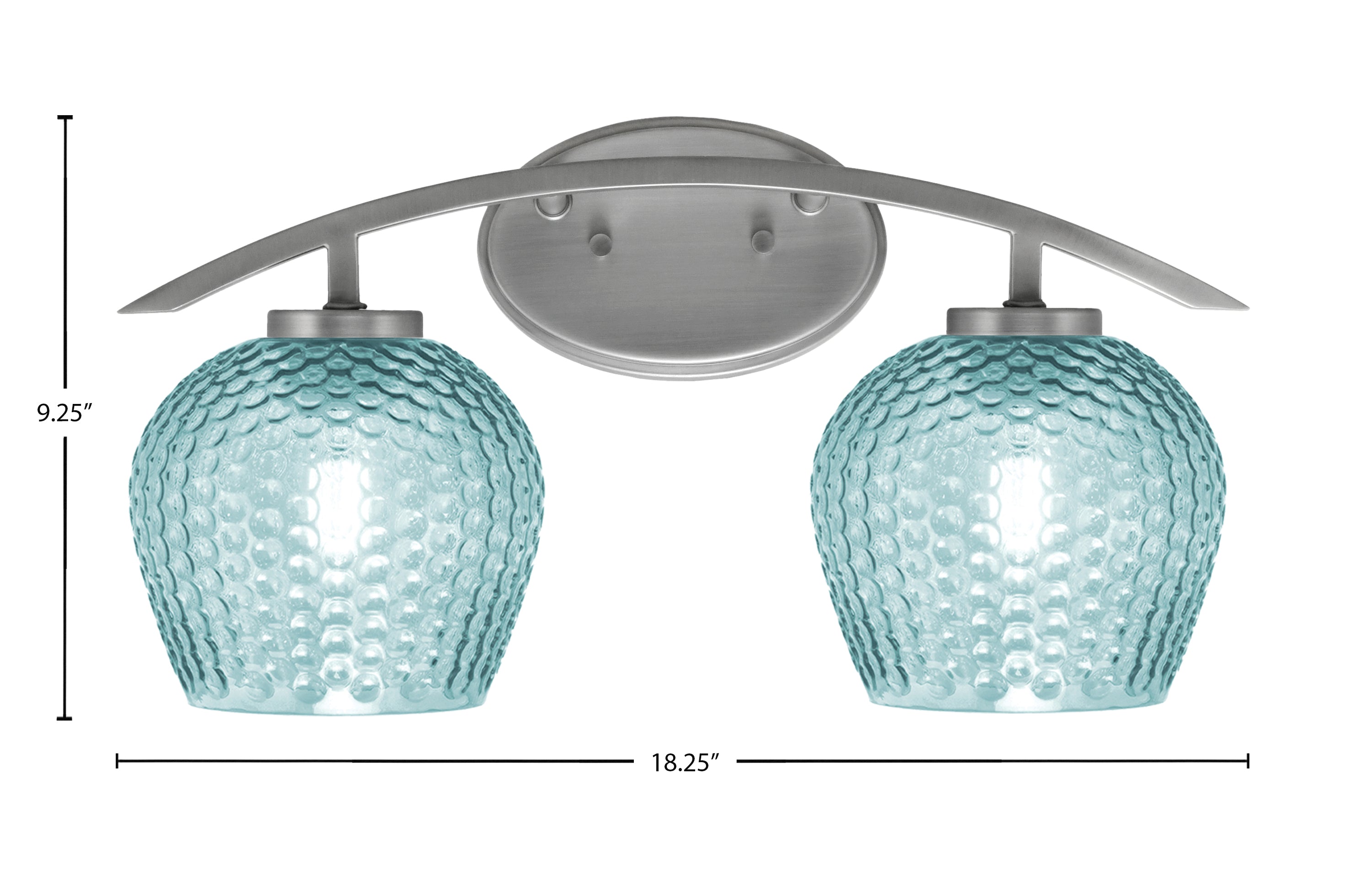 Kurve Two Light Bath Bar in Graphite with 6" Turquoise Textured Shade