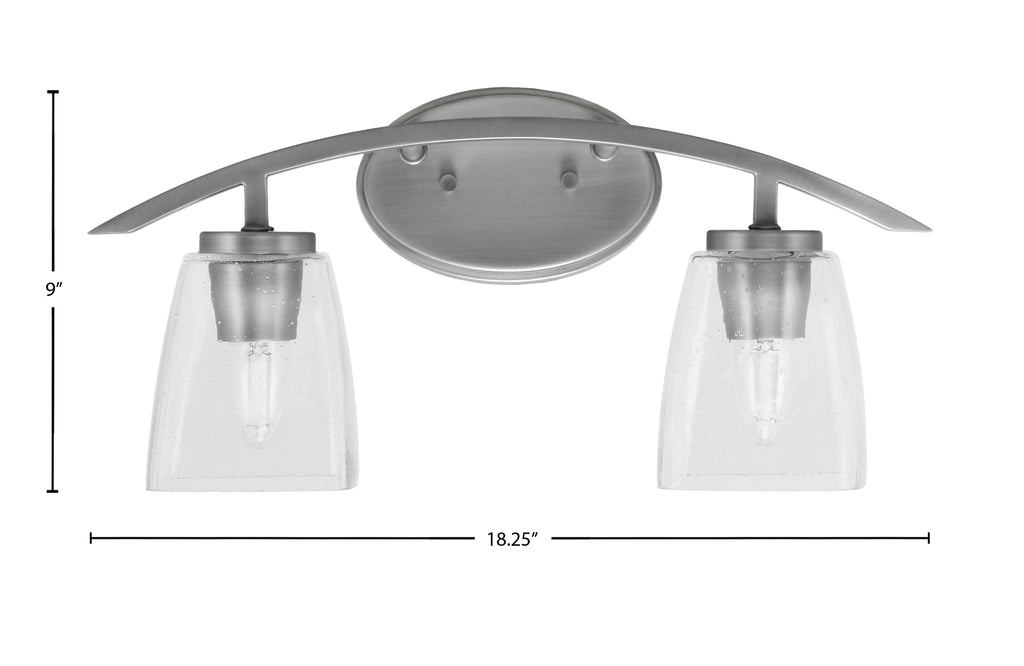 Kurve Two Light Bath Bar in Graphite with 4.5" Square Clear Bubble Shade