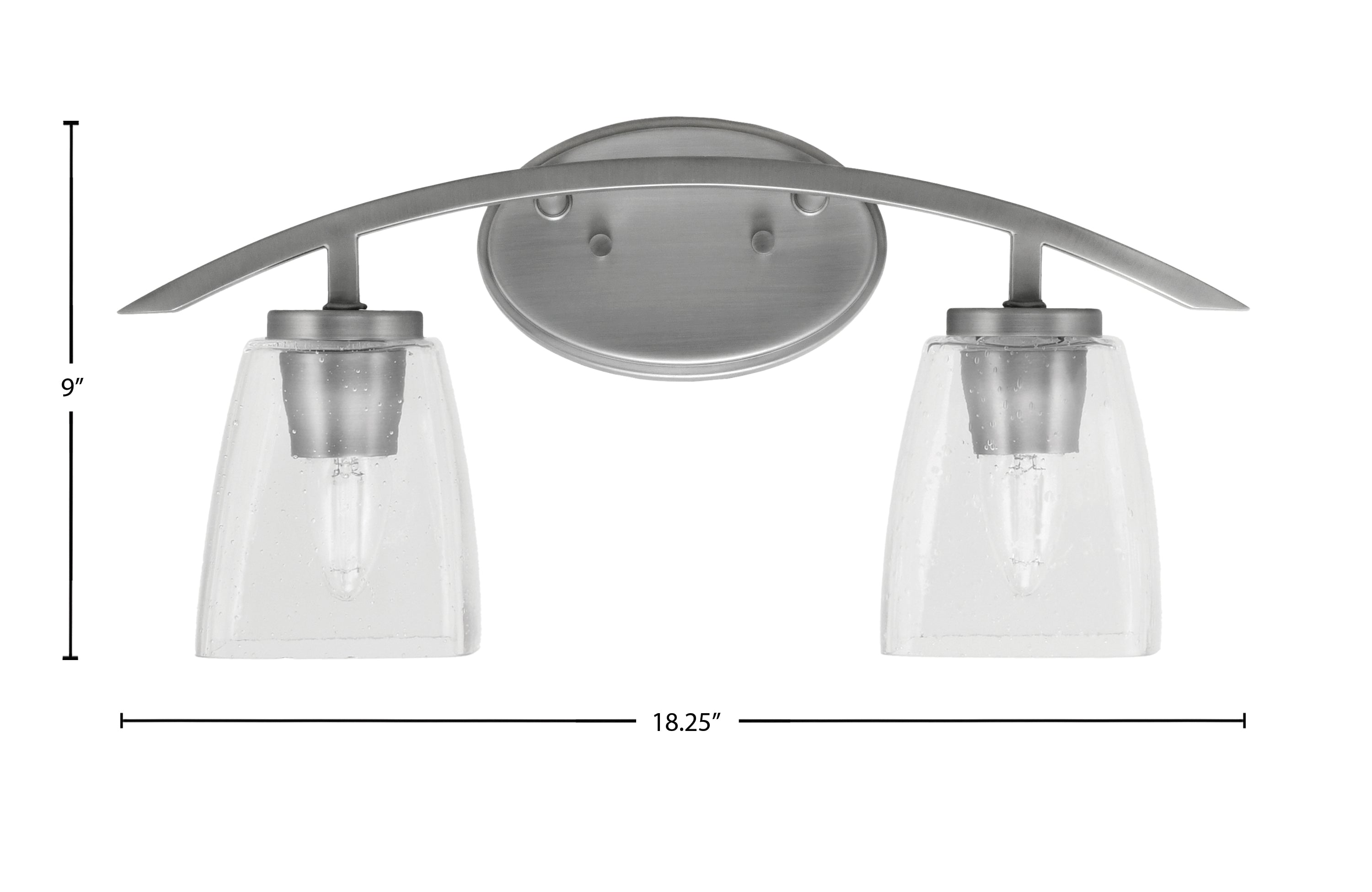 Kurve Two Light Bath Bar in Graphite with 4.5" Square Clear Bubble Shade