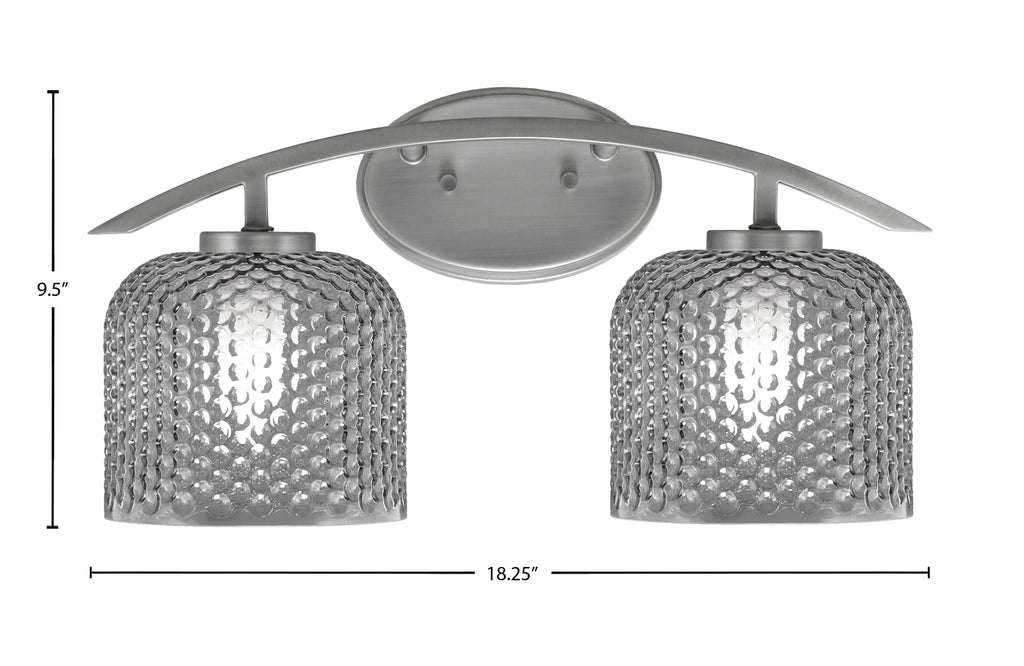 Kurve Two Light Bath Bar in Graphite with 6" Smoke Textured Shade