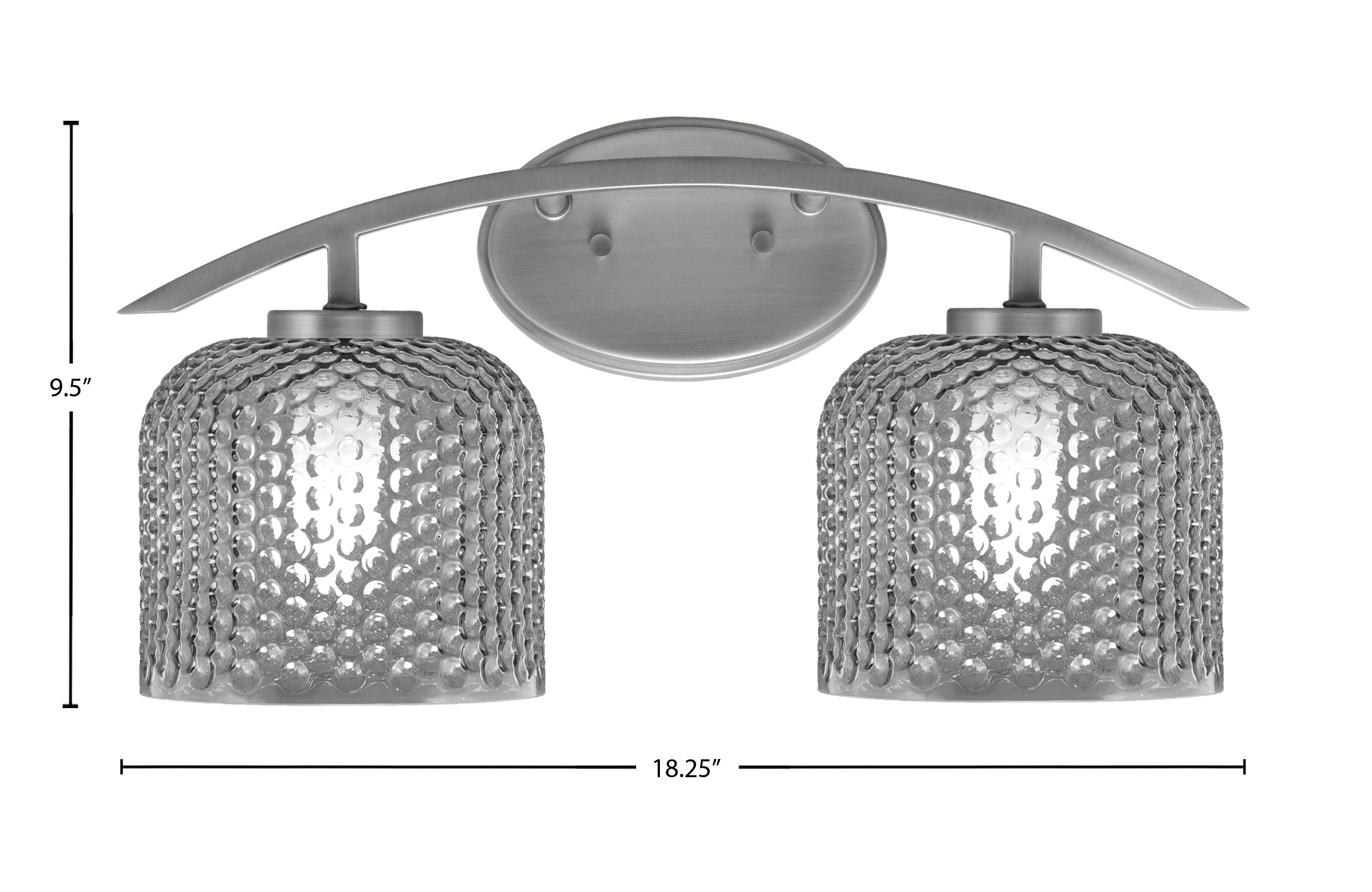 Kurve Two Light Bath Bar in Graphite with 6" Smoke Textured Shade