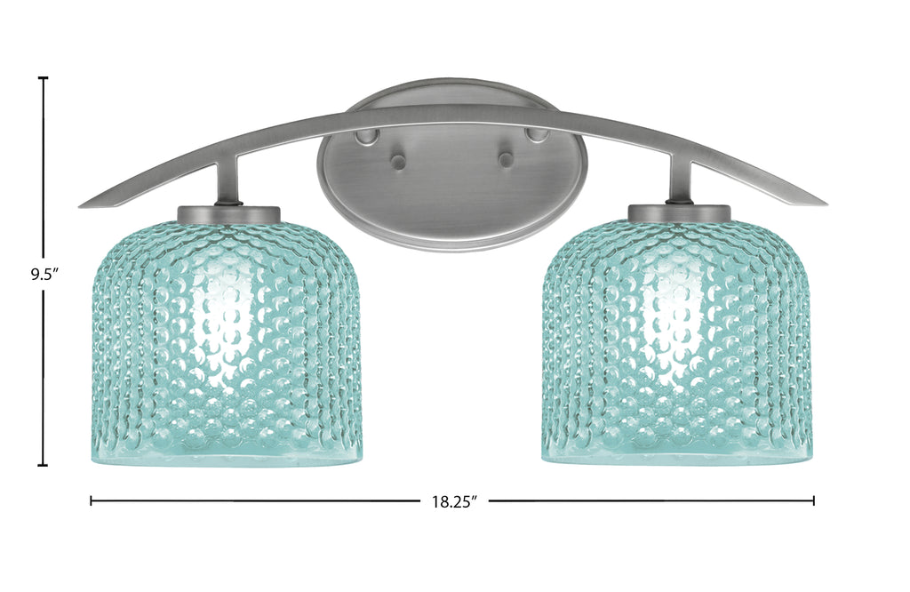 Kurve Two Light Bath Bar in Graphite with 6" Turquoise Textured Shade
