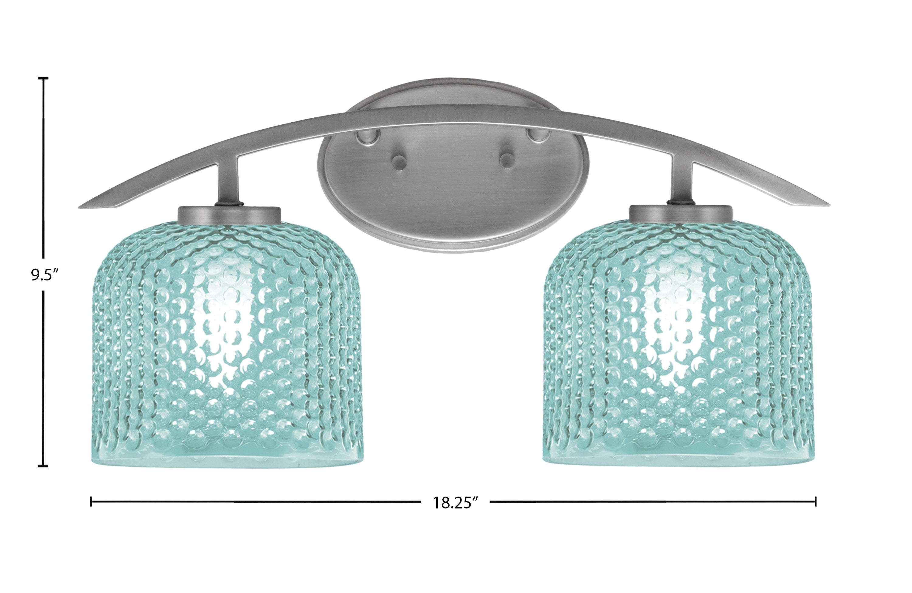 Kurve Two Light Bath Bar in Graphite with 6" Turquoise Textured Shade