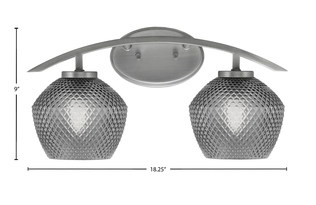 Kurve Two Light Bath Bar in Graphite with 6" Smoke Textured Shade