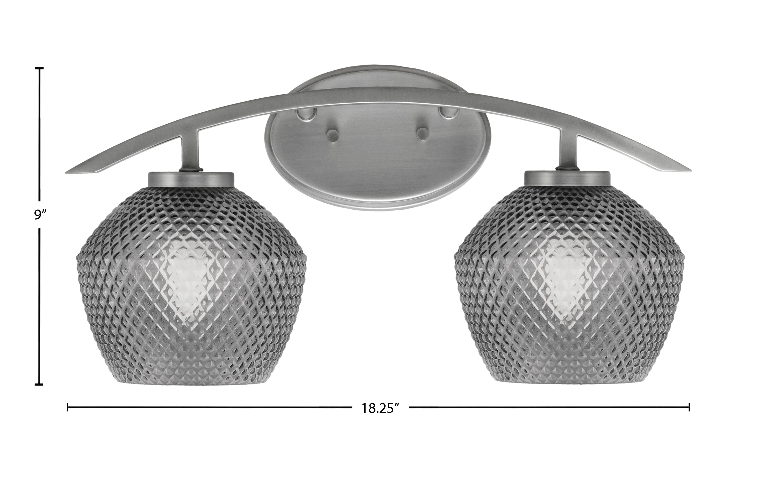Kurve Two Light Bath Bar in Graphite with 6" Smoke Textured Shade