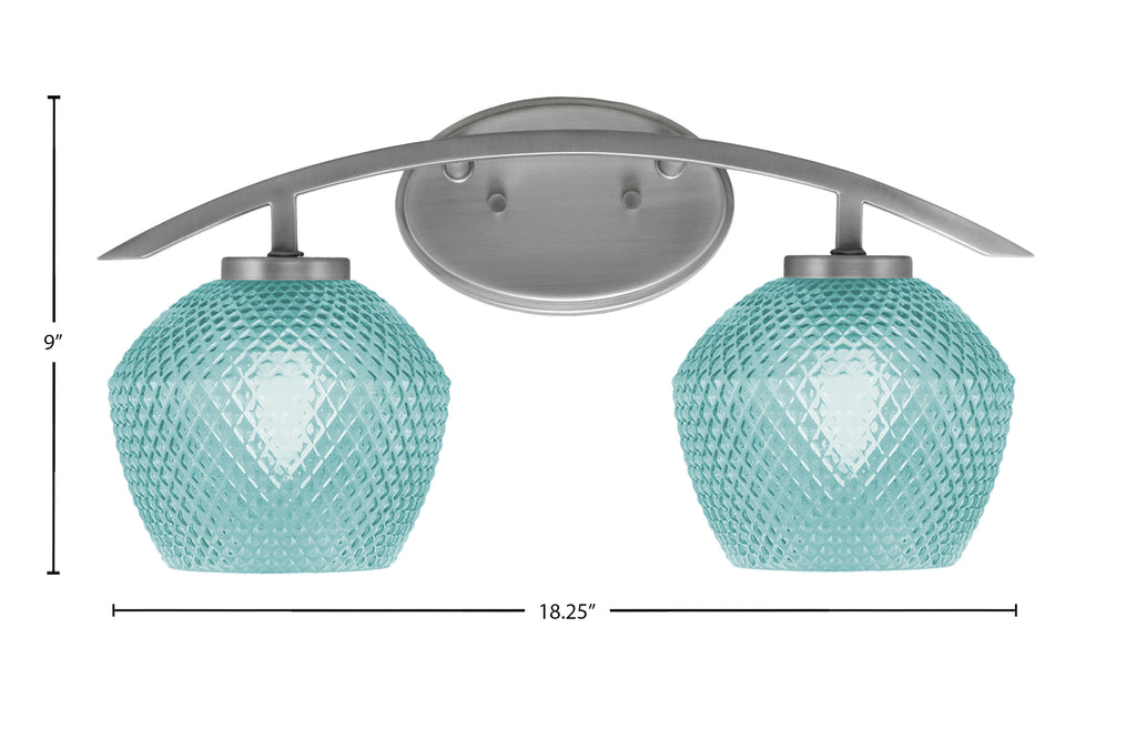 Kurve Two Light Bath Bar in Graphite with 6" Turquoise Textured Shade