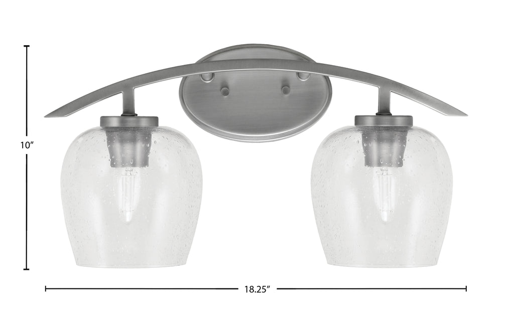 Kurve Two Light Bath Bar in Graphite with 6" Clear Bubble Shade