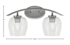 Kurve Two Light Bath Bar in Graphite with 6" Clear Bubble Shade