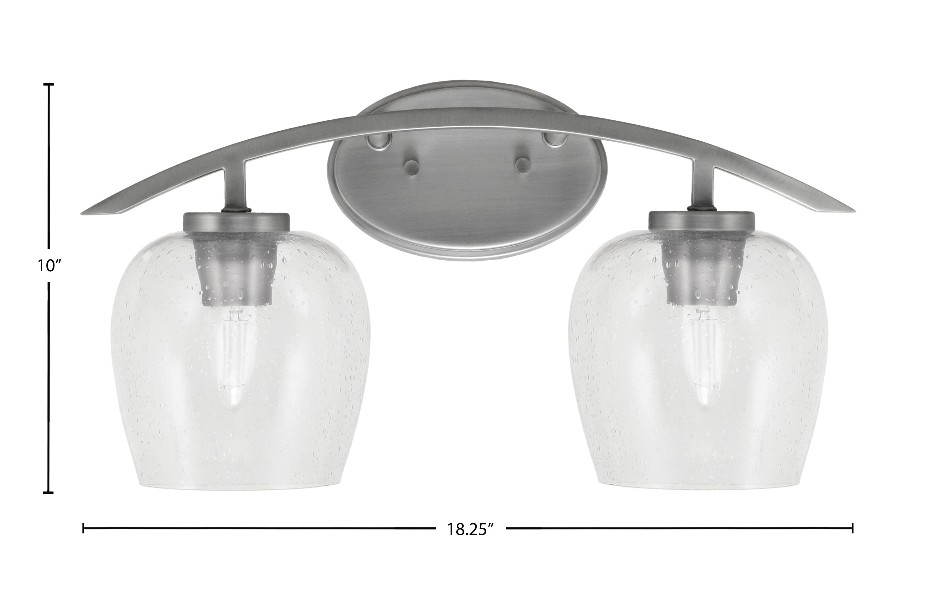 Kurve Two Light Bath Bar in Graphite with 6" Clear Bubble Shade