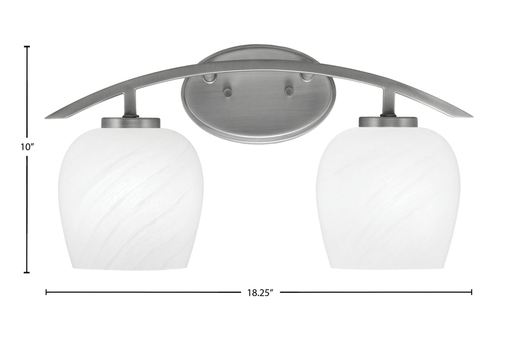 Kurve Two Light Bath Bar in Graphite with 6" White Marble Shade