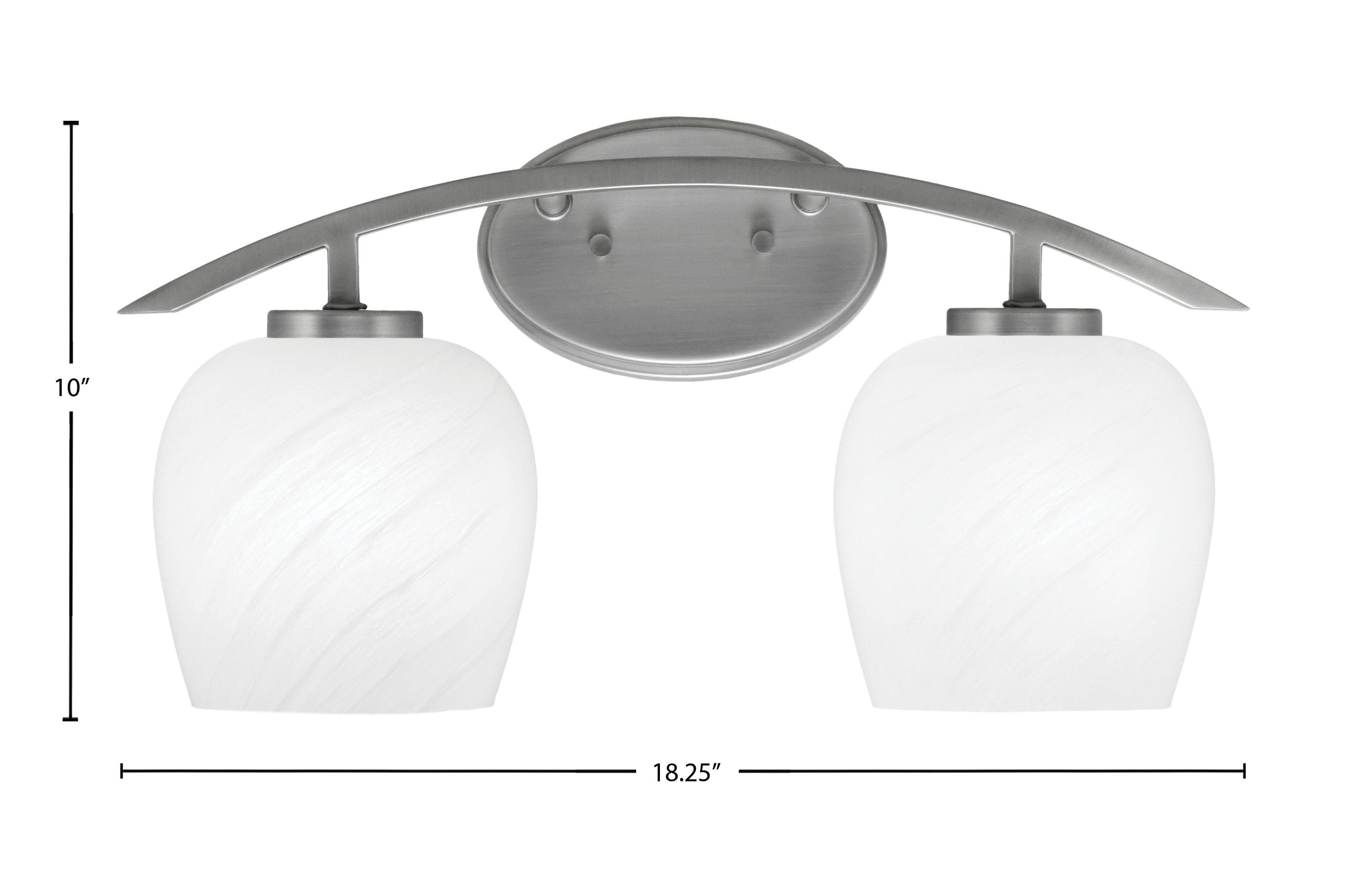 Kurve Two Light Bath Bar in Graphite with 6" White Marble Shade
