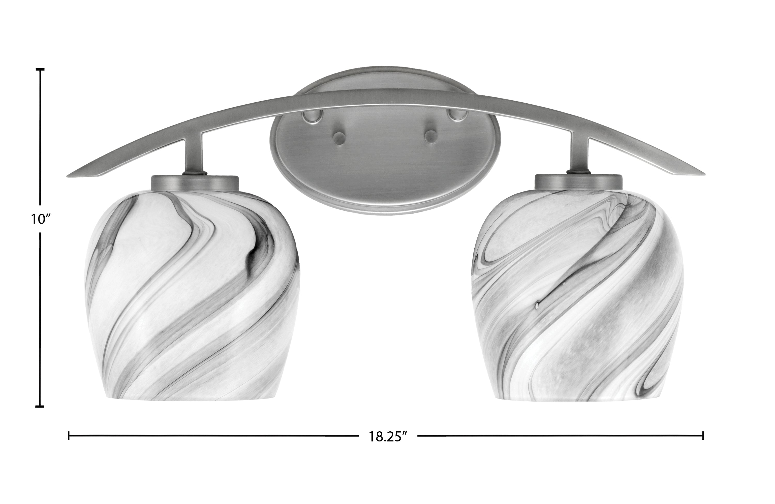 Kurve Two Light Bath Bar in Graphite with 6" Onyx Swirl Shade