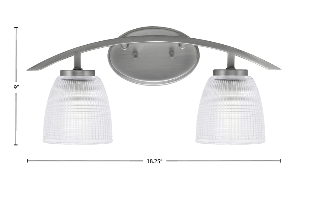 Kurve Two Light Bath Bar in Graphite with 5" Clear Ribbed Shade