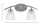Kurve Two Light Bath Bar in Graphite with 5" Clear Ribbed Shade
