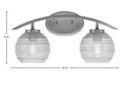 Kurve Two Light Bath Bar in Graphite with 6" Clear Ribbed Shade