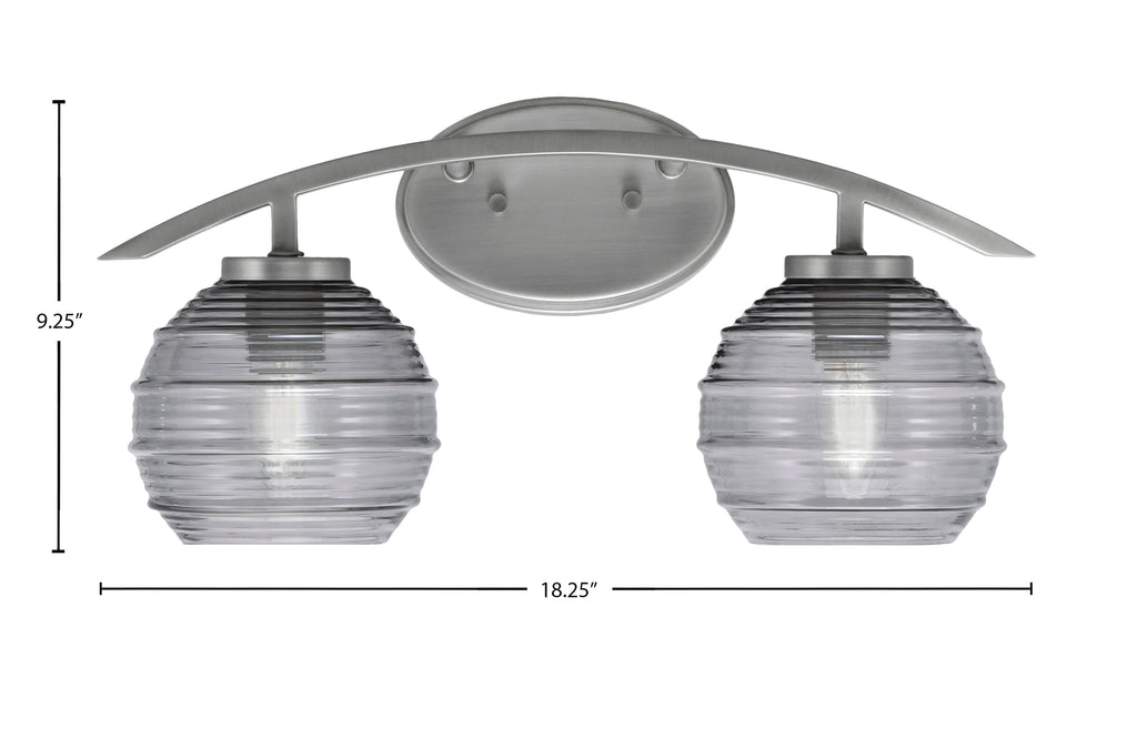 Kurve Two Light Bath Bar in Graphite with 6" Smoke Ribbed Shade