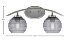Kurve Two Light Bath Bar in Graphite with 6" Smoke Ribbed Shade