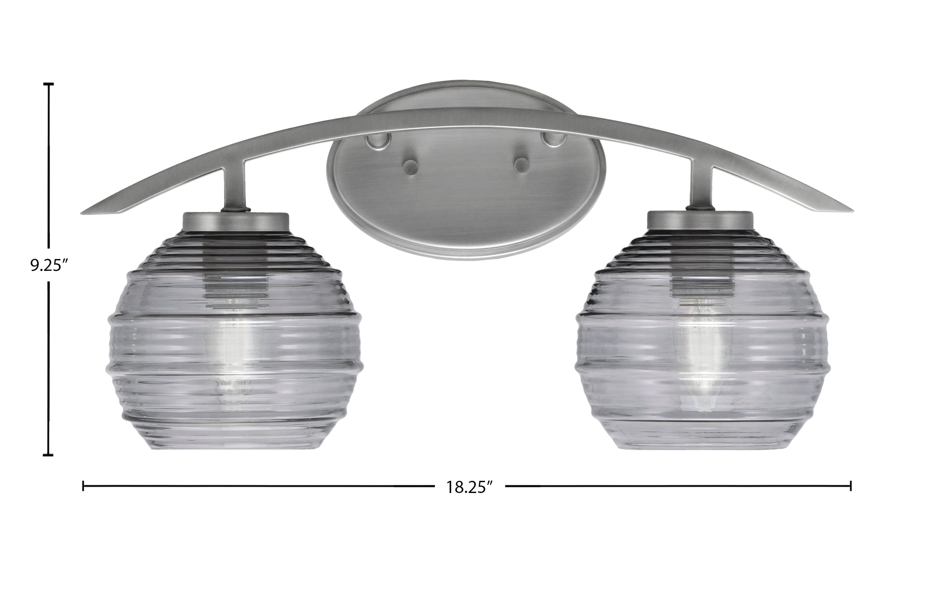 Kurve Two Light Bath Bar in Graphite with 6" Smoke Ribbed Shade