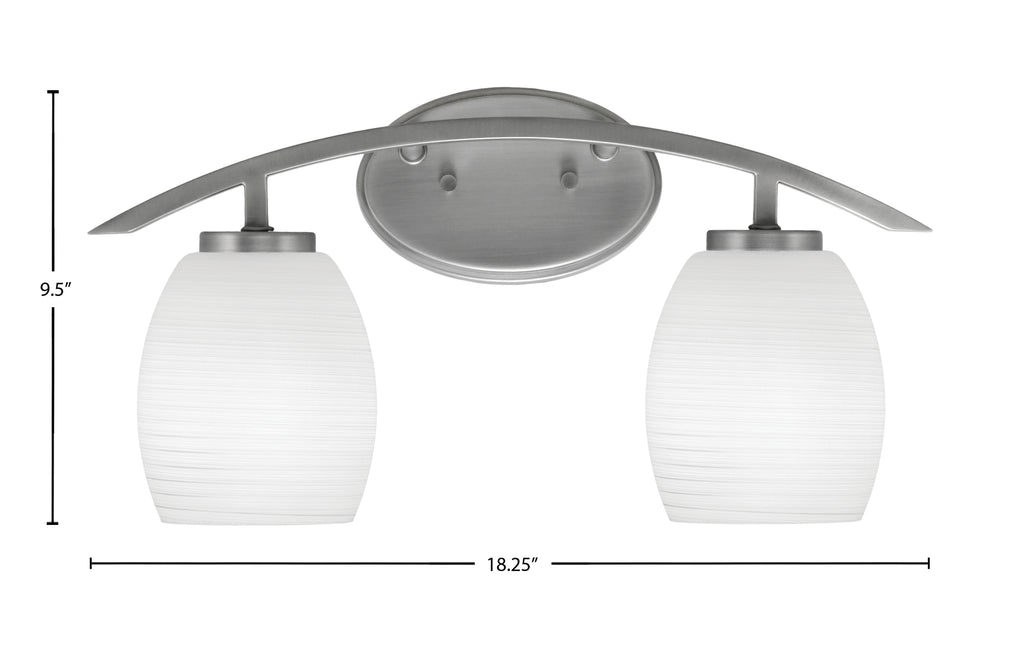 Kurve Two Light Bath Bar in Graphite with 5" White Linen Shade