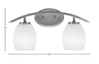 Kurve Two Light Bath Bar in Graphite with 5" White Linen Shade