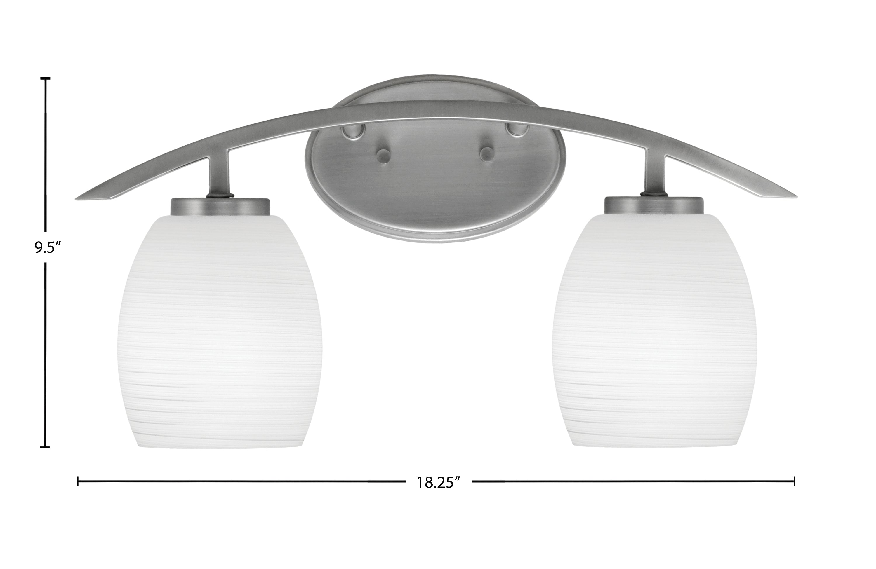 Kurve Two Light Bath Bar in Graphite with 5" White Linen Shade