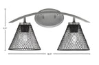 Kurve Two Light Bath Bar in Graphite with 7" Matte Black Cone Mesh Metal Shade Shade