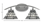 Kurve Two Light Bath Bar in Graphite with 7" Pewter Art Glass Shade