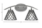 Kurve Two Light Bath Bar in Graphite with 7" Diamond Ice Art Glass Shade