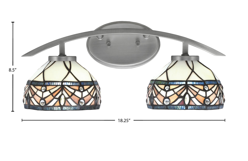 Kurve Two Light Bath Bar in Graphite with 7" Royal Merlot Art Glass Shade