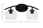 Kurve Two Light Bath Bar in Matte Black with 7" Clear Bubble Shade