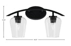 Kurve Two Light Bath Bar in Matte Black with 5" Clear Bubble Shade