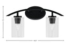 Kurve Two Light Bath Bar in Matte Black with 4" Clear Bubble Shade
