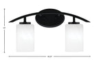 Kurve Two Light Bath Bar in Matte Black with 4" White Marble Shade