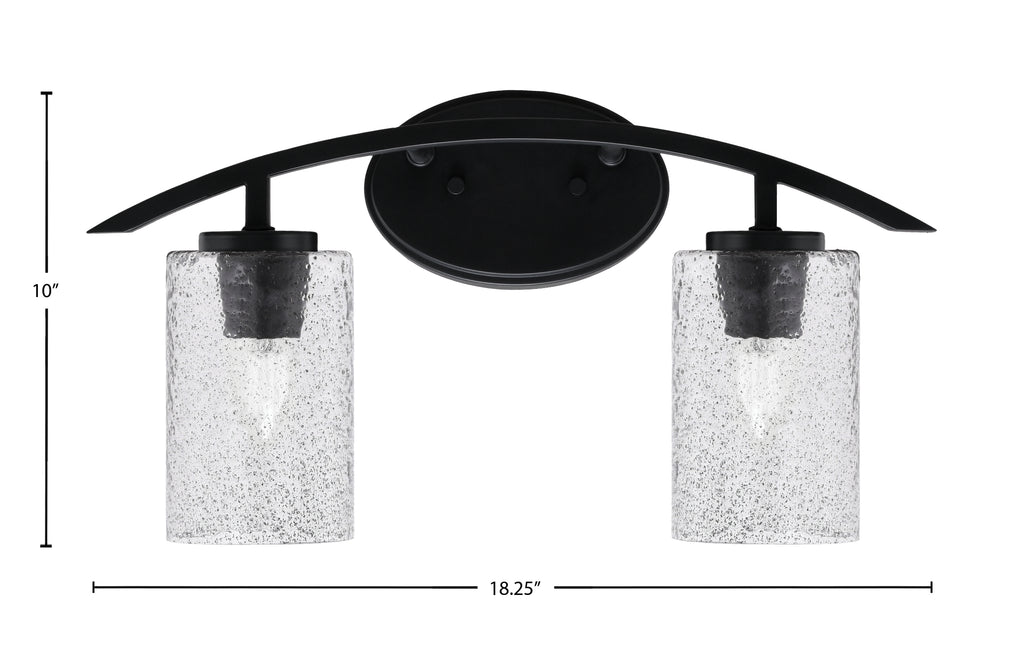 Kurve Two Light Bath Bar in Matte Black with 4" Smoke Bubble Shade